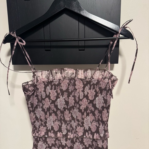V. Chapman Smocked Geranium Dress in Chocolate Peony Print - Picture 9 of 11